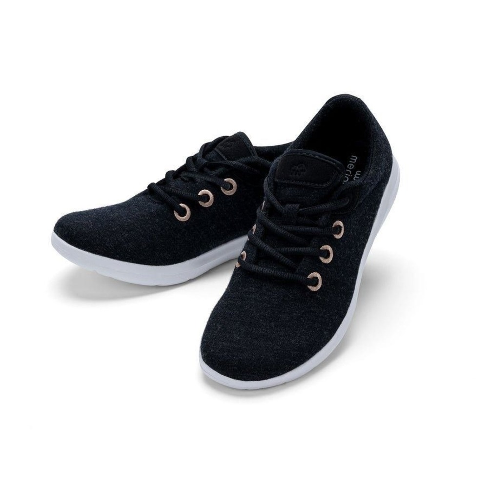 Merinos Womens Lace Up Sneaker Size 11 Black White Wool Comfort Sustainable Shoe